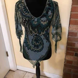Gorgeous Sheer Top in Teal colors.